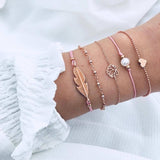 30 Styles Mix Lotus Shell Turtle Heart Wave LOVE Crystal Marble Stone Bracelets for Women Boho Tassel Bracelet Jewelry Wholesale