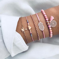 30 Styles Mix Lotus Shell Turtle Heart Wave LOVE Crystal Marble Stone Bracelets for Women Boho Tassel Bracelet Jewelry Wholesale