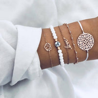 30 Styles Mix Lotus Shell Turtle Heart Wave LOVE Crystal Marble Stone Bracelets for Women Boho Tassel Bracelet Jewelry Wholesale