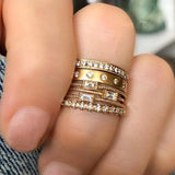 25 Styles Bohemian Gold Crown Moon Star Snake Cross Water Drops Crystal Ring Set Women Charm Joint Ring Party Wedding Jewelry