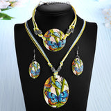 ZOSHI Fashion Jewelry Set 2019 Leather Chain Enamel Shell Necklace Earrings Bracelet Jewelry Sets Summer Bridal Jewelry Sets