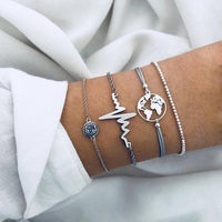 accesorios mujer Bohemian charm bead Bracelet Women tassel heart tree bijoux acier inoxydable femme Sets Jewelry armband