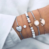 30 Styles Mix Turtle Heart Pearl Wave LOVE Crystal Marble Charm Bracelets for Women Boho Tassel Bracelet Jewelry Wholesale