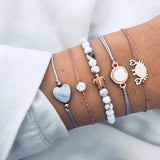 30 Styles Mix Turtle Heart Pearl Wave LOVE Crystal Marble Charm Bracelets for Women Boho Tassel Bracelet Jewelry Wholesale