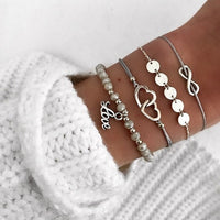 5 Pcs/set Bohemian Pineapple Turtle Heart Earth Bracelet Sets for Women Weave Rope Chain Bracelets Pulseras Mujer Stone Jewelry