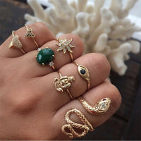 50 Styles Women Bohemian Vintage Crown Wave Flower Heart Lotus Star Leaf Crystal Opal Joint Ring Party Jewelry Silver Rings Set