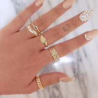 50 Styles Women Bohemian Vintage Crown Wave Flower Heart Lotus Star Leaf Crystal Opal Joint Ring Party Jewelry Silver Rings Set