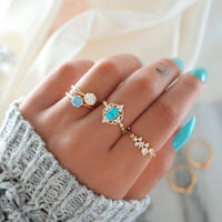 50 Styles Women Bohemian Vintage Crown Wave Flower Heart Lotus Star Leaf Crystal Opal Joint Ring Party Jewelry Silver Rings Set