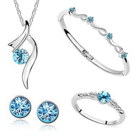 Fashion austrian crystal pendant Necklace/Earring/Bracelet/Ring women Stars shining bride wedding Jewelry Sets