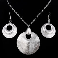 Fashion Round Ring Shape Choker Necklace Chunky Statement Chain Necklace Earrings Silver Plated Jewelry Sets For Women Giftd