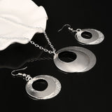 Fashion Round Ring Shape Choker Necklace Chunky Statement Chain Necklace Earrings Silver Plated Jewelry Sets For Women Giftd