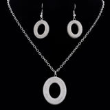 Fashion Round Ring Shape Choker Necklace Chunky Statement Chain Necklace Earrings Silver Plated Jewelry Sets For Women Giftd