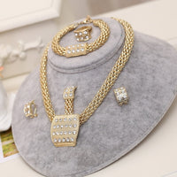 Dubai Gold Jewelry Sets Nigerian Wedding African Beads Crystal Bridal Jewellery Set Rhinestone Ethiopian Jewelry parure