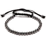 Rinhoo Handmade 4MM Beads Balls Braided Macrame Charm Wrap Cord Beaded Bracelet Bangles Adjustable Rope Jewelry For Men Women