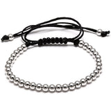 Rinhoo Handmade 4MM Beads Balls Braided Macrame Charm Wrap Cord Beaded Bracelet Bangles Adjustable Rope Jewelry For Men Women