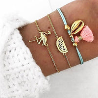 5 Pcs/set Bohemian Pineapple Turtle Heart Earth Bracelet Sets for Women Weave Rope Chain Bracelets Pulseras Mujer Stone Jewelry