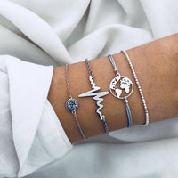 5 Pcs/set Bohemian Pineapple Turtle Heart Earth Bracelet Sets for Women Weave Rope Chain Bracelets Pulseras Mujer Stone Jewelry