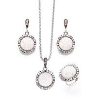 Wholesale Vintage Black Gem Jewelry Set Fashion Women Jewelry Set Antique Silver Crystal Round Stone Pendant Necklace Sets 3Pc