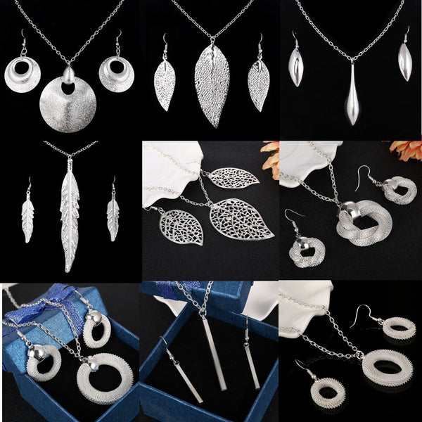 Fashion Silver Jewelry Sets Pendant & Necklaces Drop Earrings For Women Sets Free Shipping Jewelry Sets Wedding Party Set